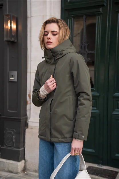Parka Mi-Saison Kaki Olive – Laura Jo