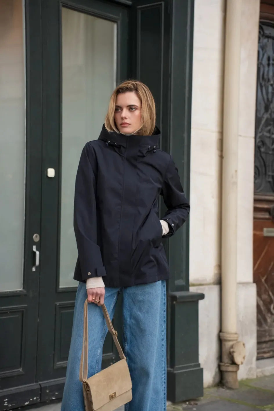 Parka Mi-Saison Bleu Marine – Laura Jo