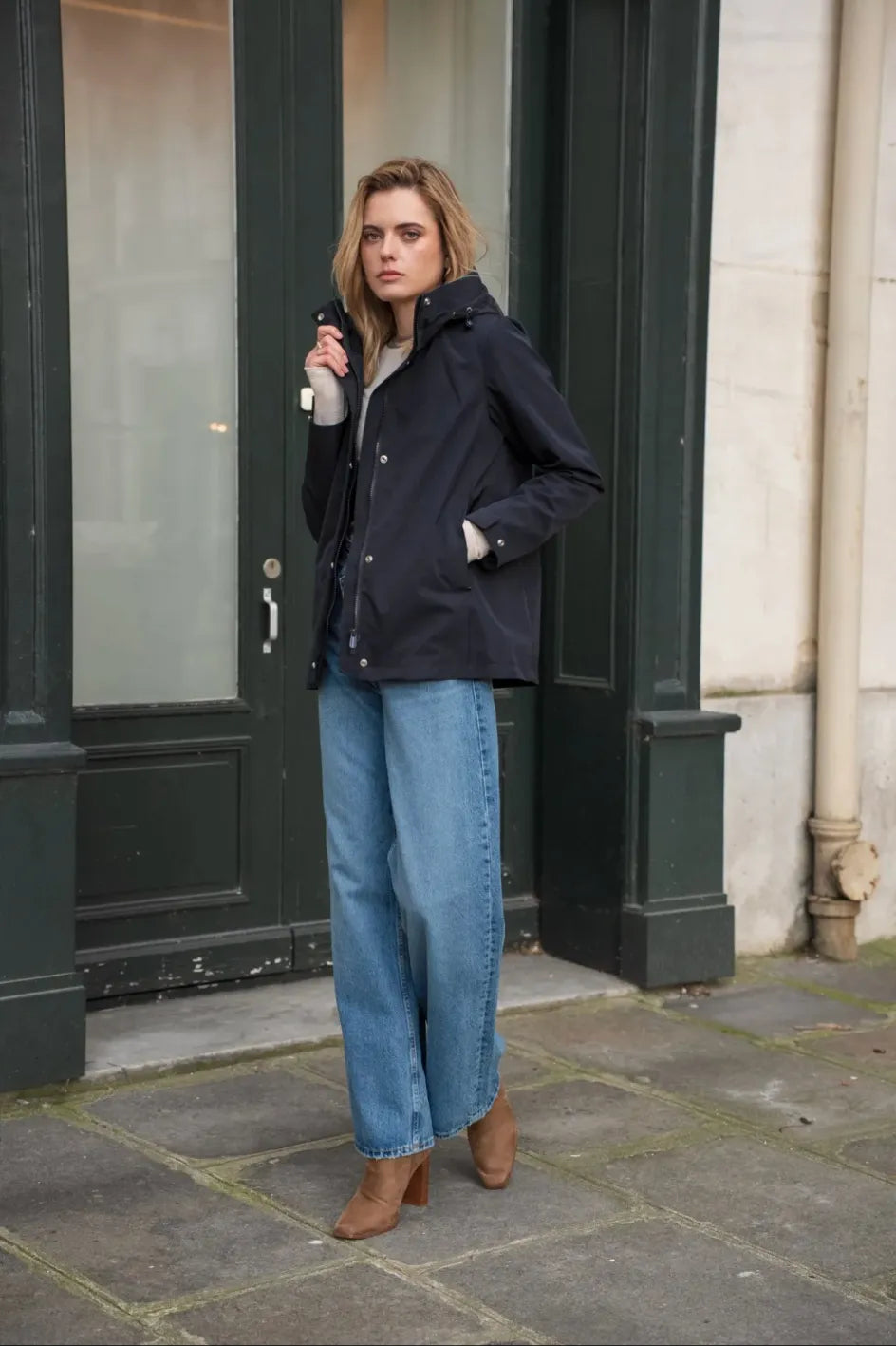 Parka Mi-Saison Bleu Marine – Laura Jo