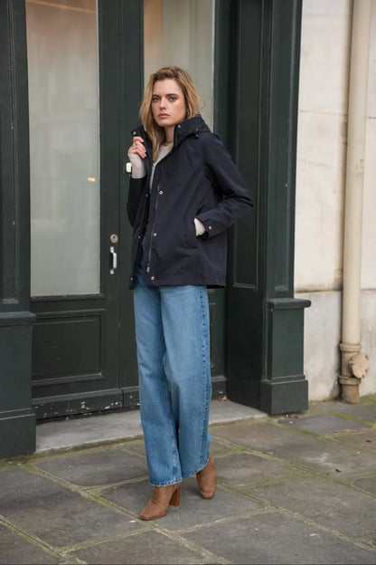 Parka Mi-Saison Bleu Marine – Laura Jo