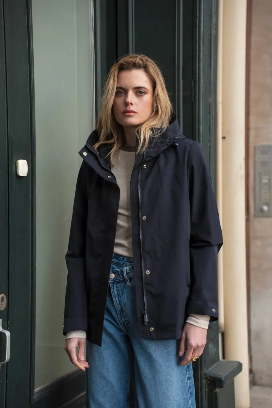 Parka Mi-Saison Bleu Marine – Laura Jo