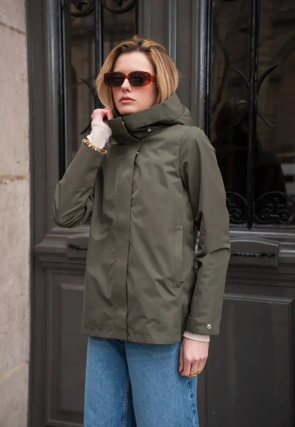 Parka Mi-Saison Kaki Olive – Laura Jo