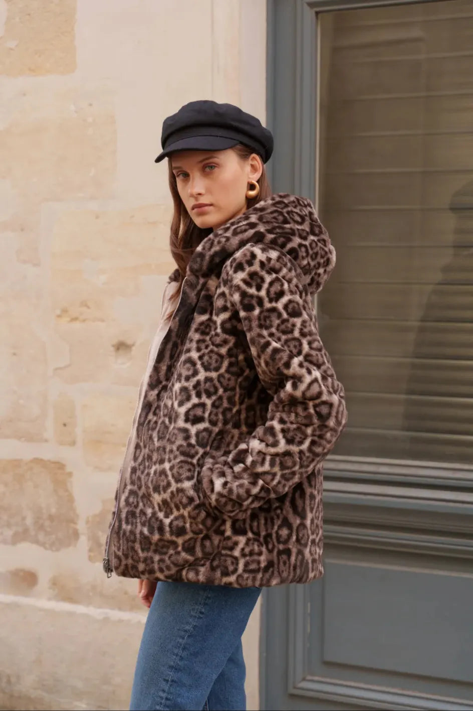 Imperméable fourré réversible Beige Léopard – Laura Jo