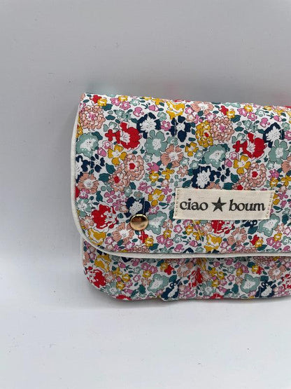 Pochette porte monnaie coton matelassé fermeture et poches liberty multicolore - Le Petit Placard