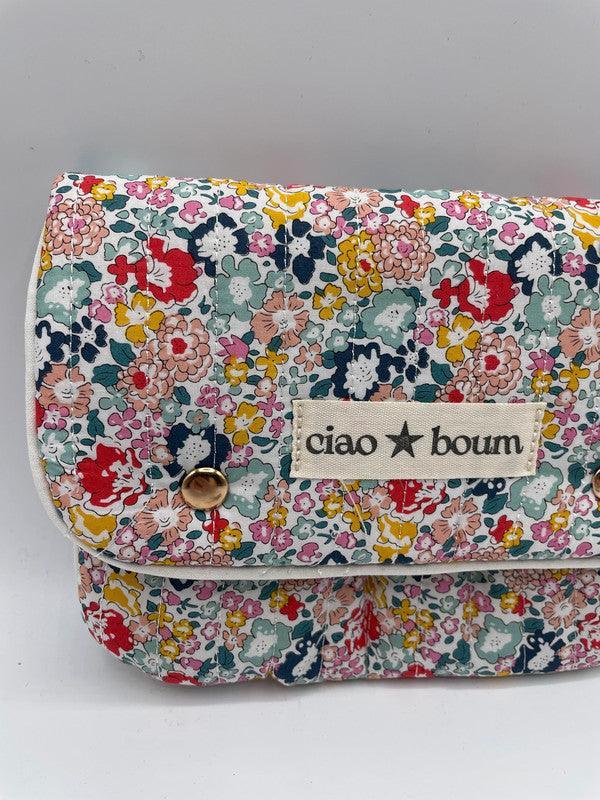 Pochette porte monnaie coton matelassé fermeture et poches liberty multicolore - Le Petit Placard