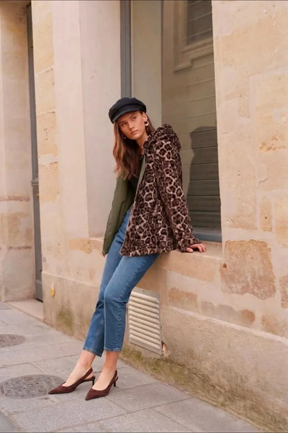 Imperméable fourré réversible Kaki Léopard – Laura Jo