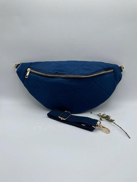 Sac banane gaze de coton matelassé bleu marine - Le Petit Placard