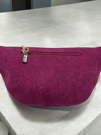 Sac banane rose en velours côtelé avec étoile en strass - Le Petit Placard