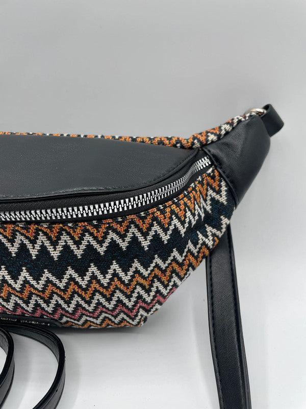 Sac banane simili cuir et tissu noir - Le Petit Placard