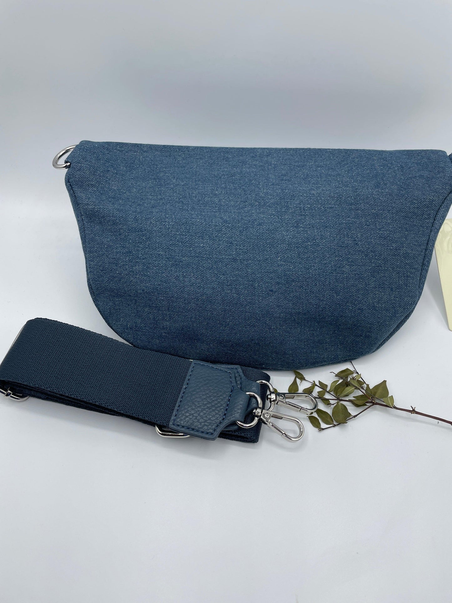 Sac banane tissu jean bleu foncé 2 poches - Le Petit Placard