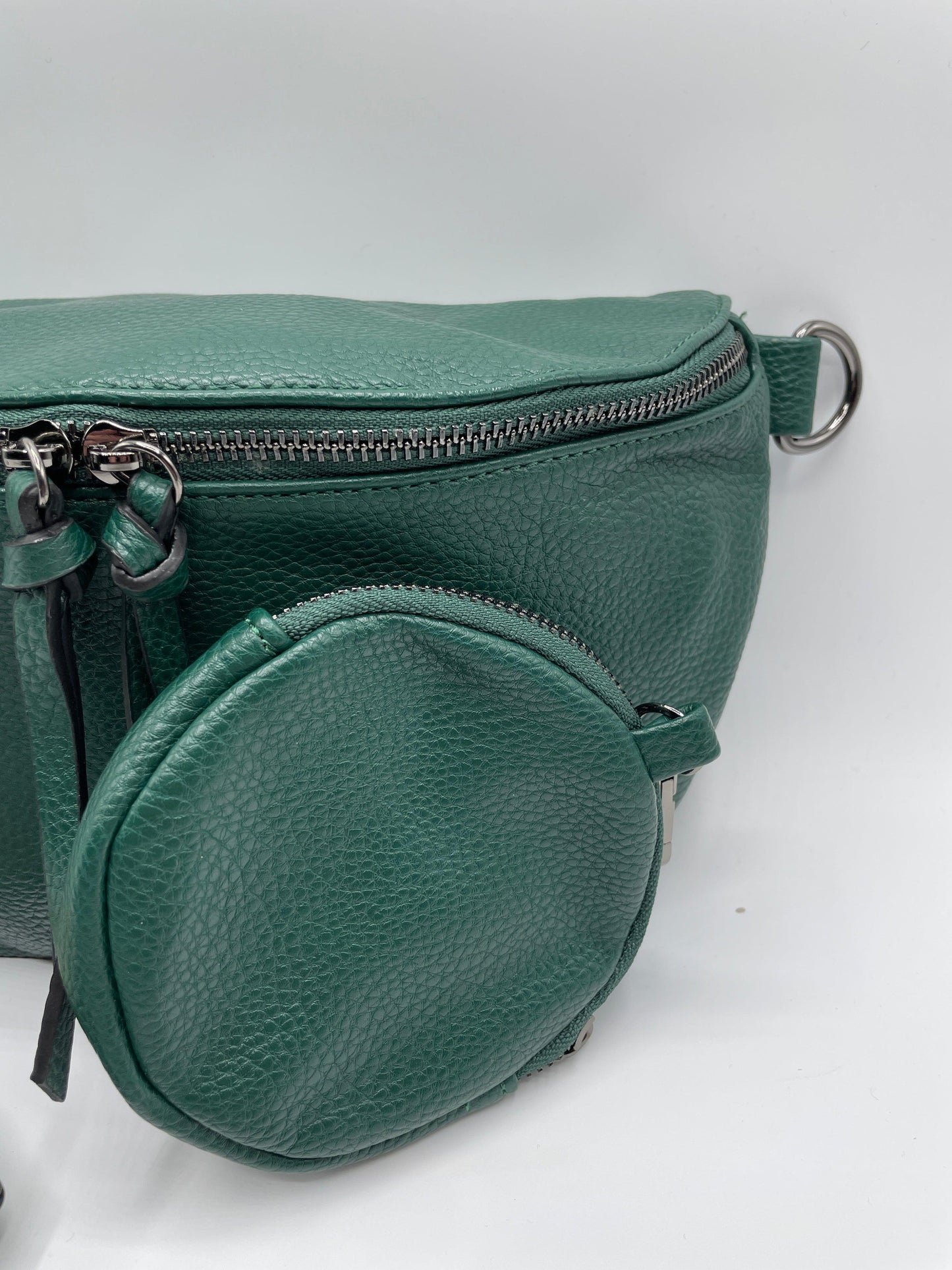 Sac banane XL simili cuir vert forêt avec porte monnaie - Le Petit Placard