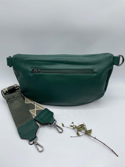 Sac banane XL simili cuir vert forêt avec porte monnaie - Le Petit Placard