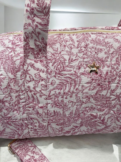 Sac polochon coton matelassé toile de jouy rouge - Le Petit Placard