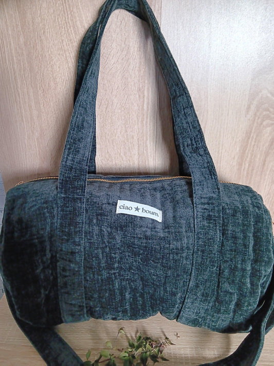 Sac polochon coton velours noir - Le Petit Placard