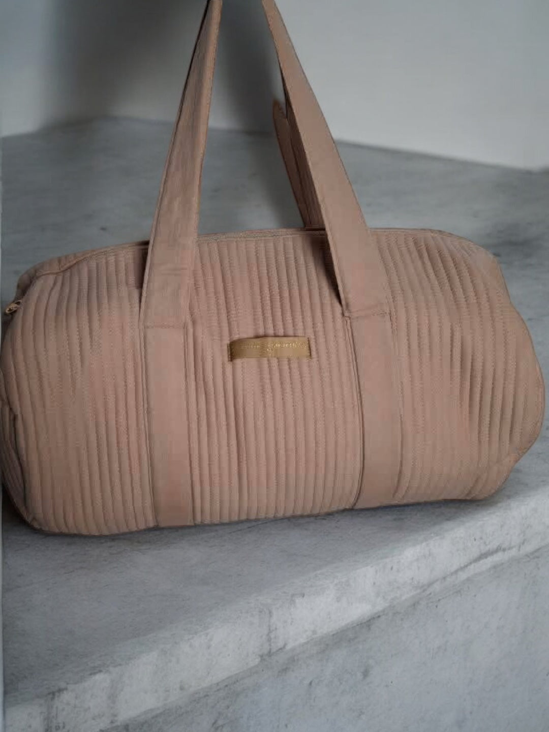 Sac polochon en coton matelassé beige 'La ptite cachotiere' - Le Petit Placard