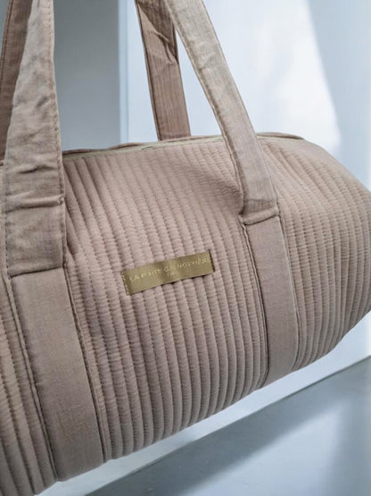 Sac polochon en coton matelassé beige 'La ptite cachotiere' - Le Petit Placard