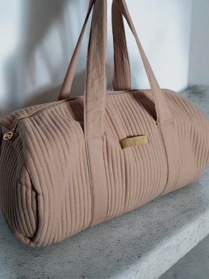 Sac polochon en coton matelassé beige 'La ptite cachotiere' - Le Petit Placard