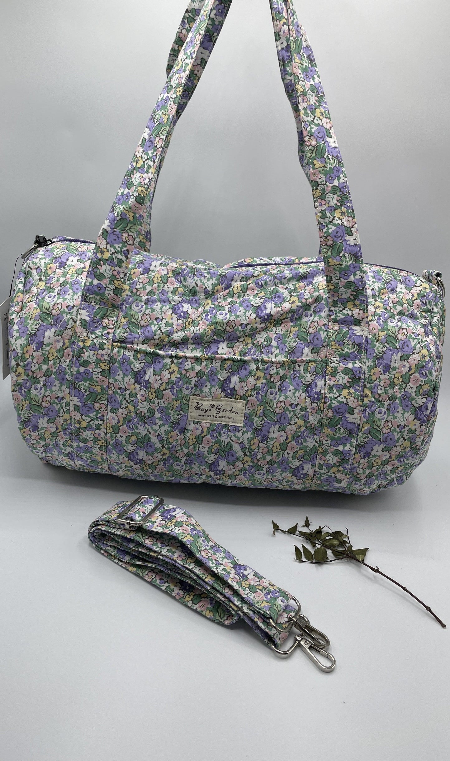 Sac polochon en coton matelassé liberty violet - Le Petit Placard