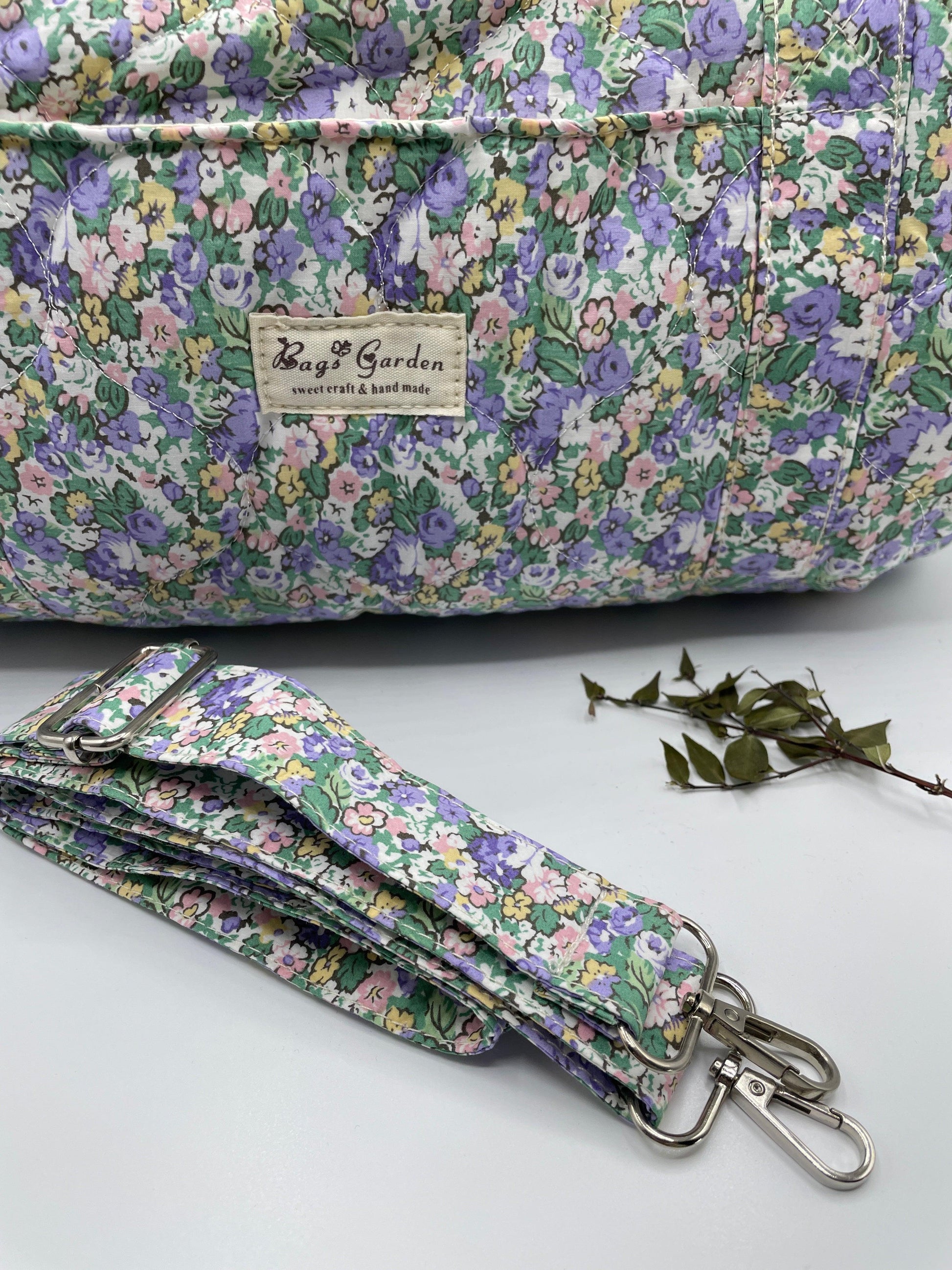 Sac polochon en coton matelassé liberty violet - Le Petit Placard