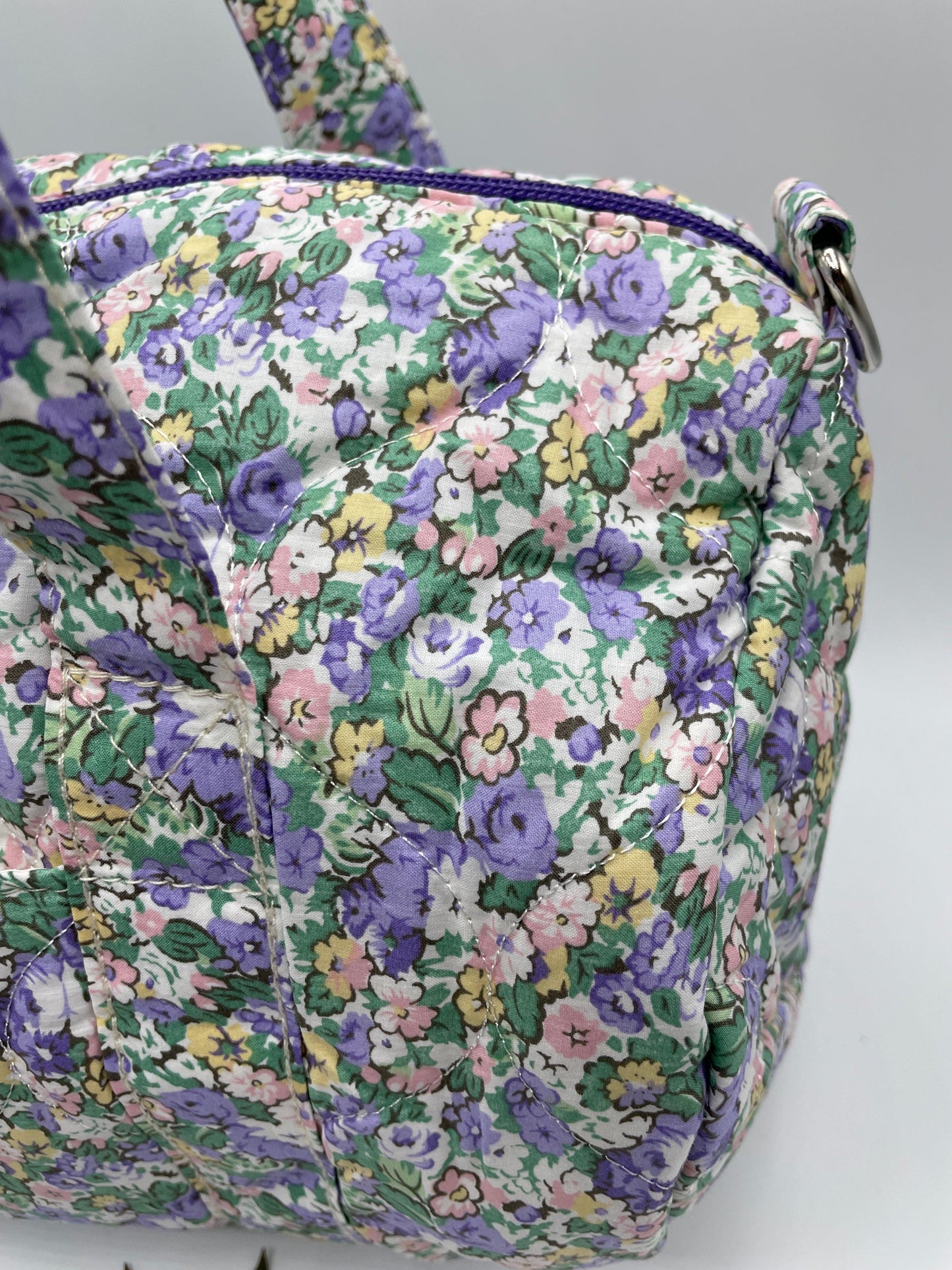 Sac polochon en coton matelassé liberty violet - Le Petit Placard