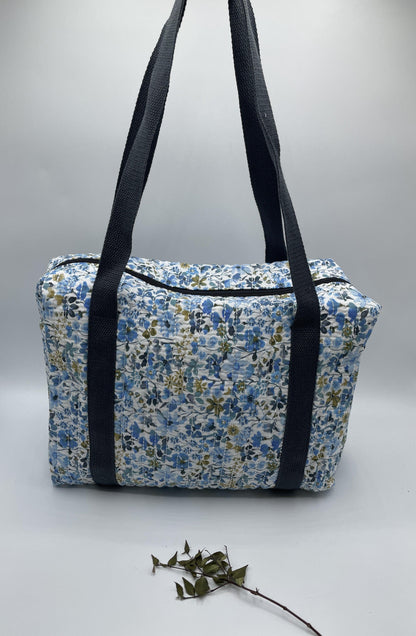 Sac week end voyage coton matelassé liberty bleu foncé - Le Petit Placard