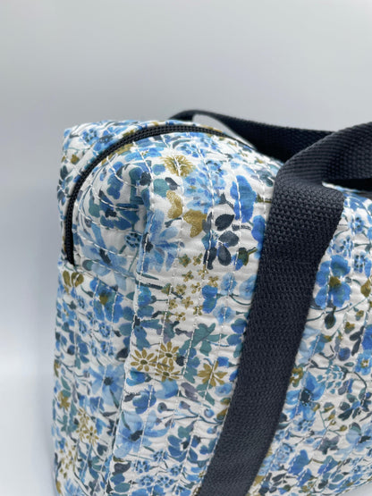 Sac week end voyage coton matelassé liberty bleu foncé - Le Petit Placard