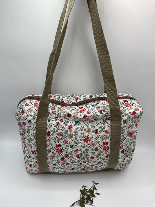 Sac week end voyage coton matelassé liberty taupe - Le Petit Placard