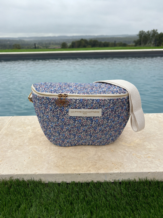 Sac banane liberty bleu et rouge vue de face