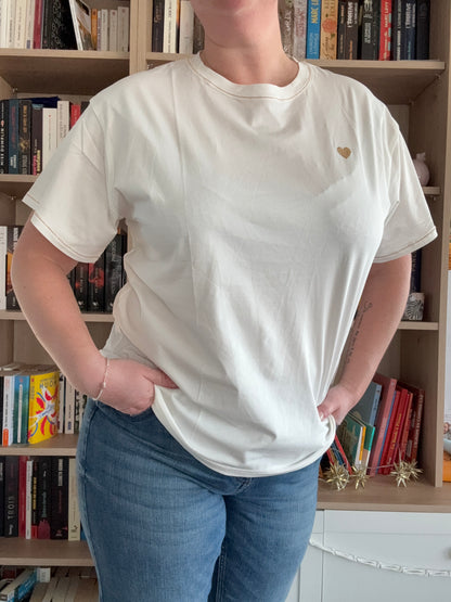 Camiseta Blanca Corazón Dorado