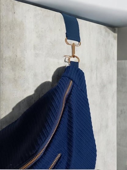 Sac banane XXL velours cotelé bleu marine