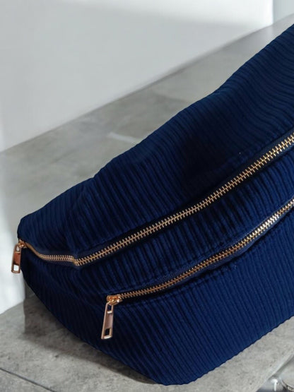 Sac banane XXL velours cotelé bleu marine