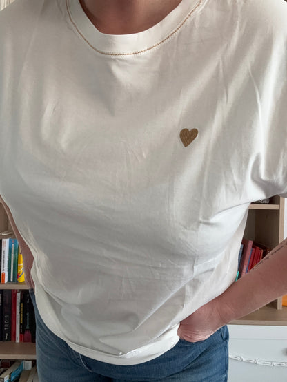 Camiseta Blanca Corazón Dorado