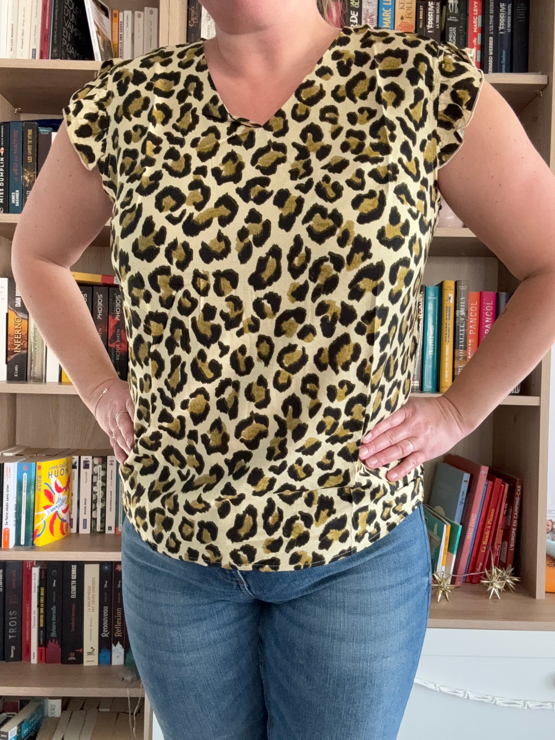 t shirt leopard vert jaune