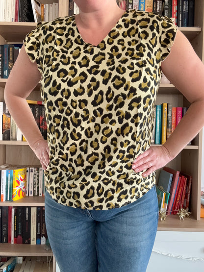 t shirt leopard vert jaune